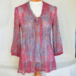 Sundance Red Multi Paisley Silk Tunic